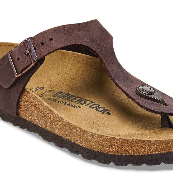 Birkenstock Unisex Gizeh Oiled Leather Regular Fit Sandals Habana Brown