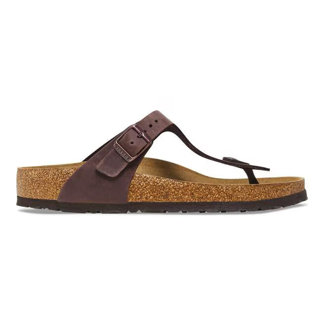Birkenstock Unisex Gizeh Oiled Leather Regular Fit Sandals Habana Brown