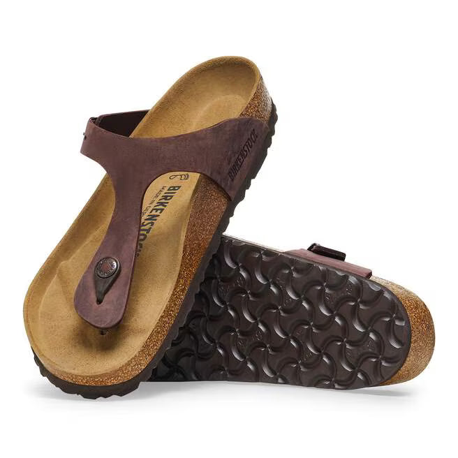 Birkenstock Unisex Gizeh Oiled Leather Regular Fit Sandals Habana Brown