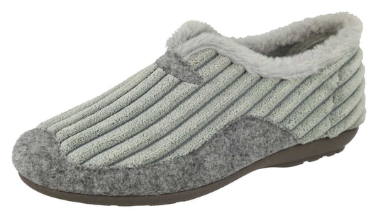 DB Wider Fit Women's Snug Slip-On Elasticated Slippers Aqua / Grey