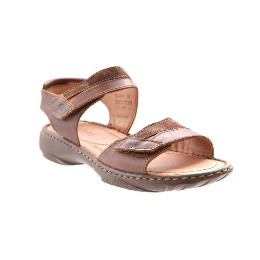 Josef Seibel Women's Debra 19 Leather Adjustable Sandals Castagne Brown