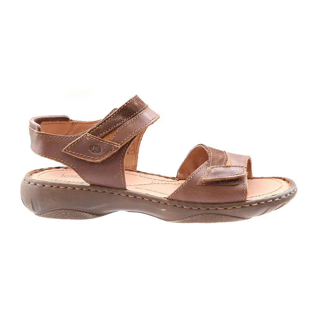 Josef Seibel Women's Debra 19 Leather Adjustable Sandals Castagne Brown