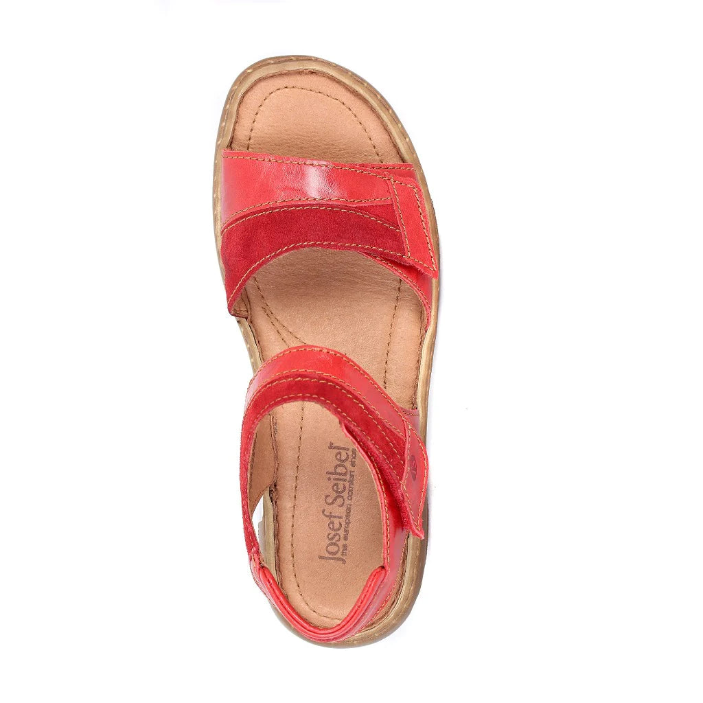 Josef Seibel Women's Debra 19 Leather Adjustable Sandals Red Combi