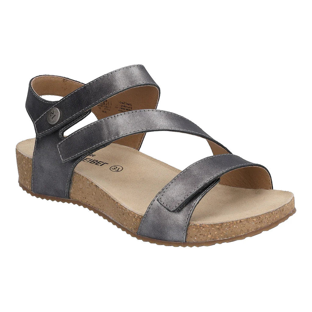 Josef Seibel Women's Tonga 25 Leather Strap Sandals Anthrazit Grey