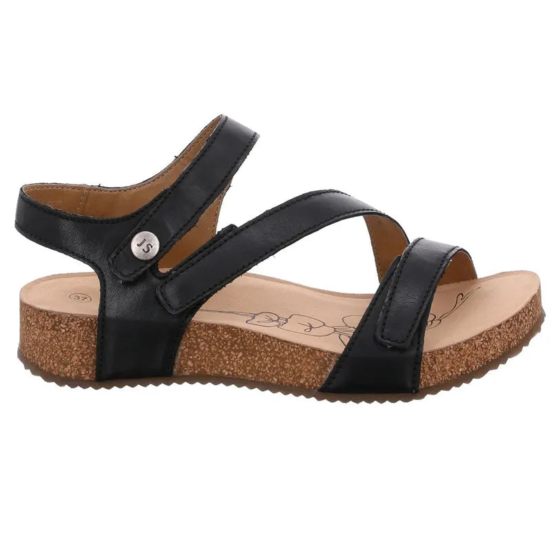 Josef Seibel Women's Tonga 25 Leather Strap Sandals Black