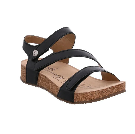Josef Seibel Women's Tonga 25 Leather Strap Sandals Black
