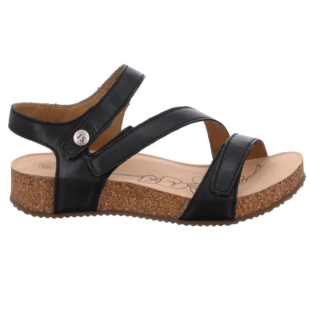 Josef Seibel Women's Tonga 25 Leather Strap Sandals Black