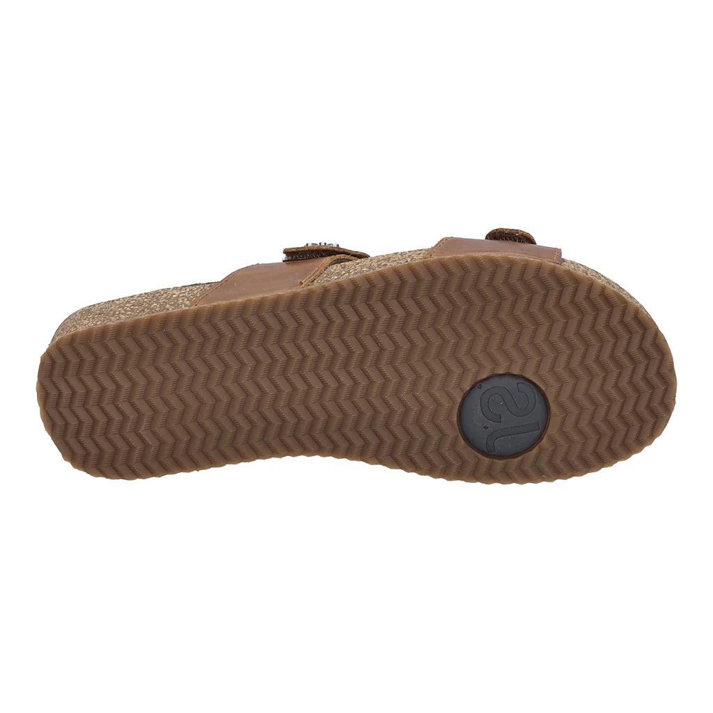 Josef Seibel Women's Tonga 82 Leather Slip-On Sandals Camel Brown