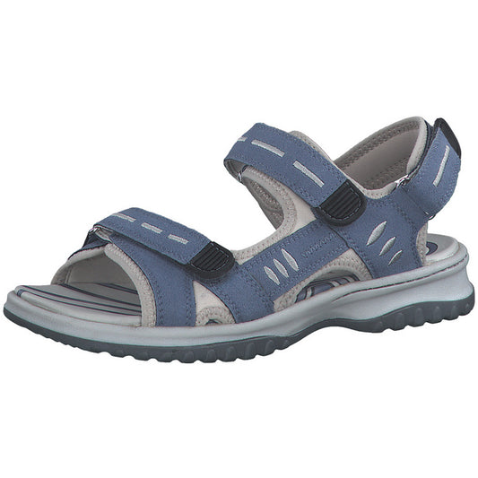 Jana Women's 8-8-28766-20 802 Leather Comfort Sandals Denim Blue