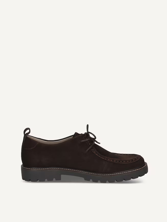 Caprice Women's 9-23612-45 Leather Lace-Up Shoes Dark Brown Suede