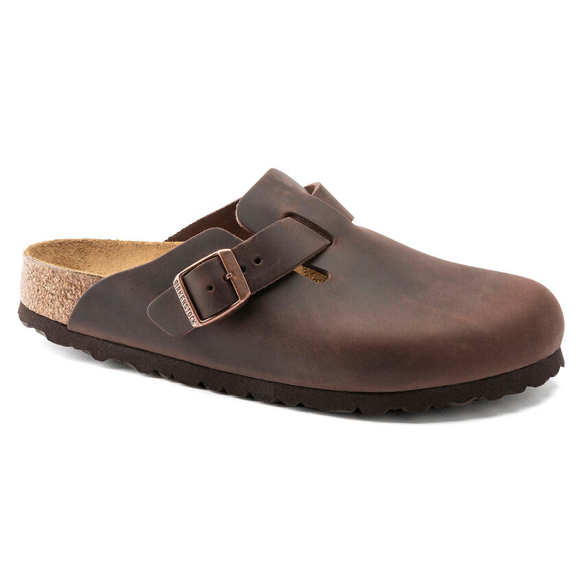 Birkenstock Unisex Boston Casual Clogs Oiled Leather Habana Brown