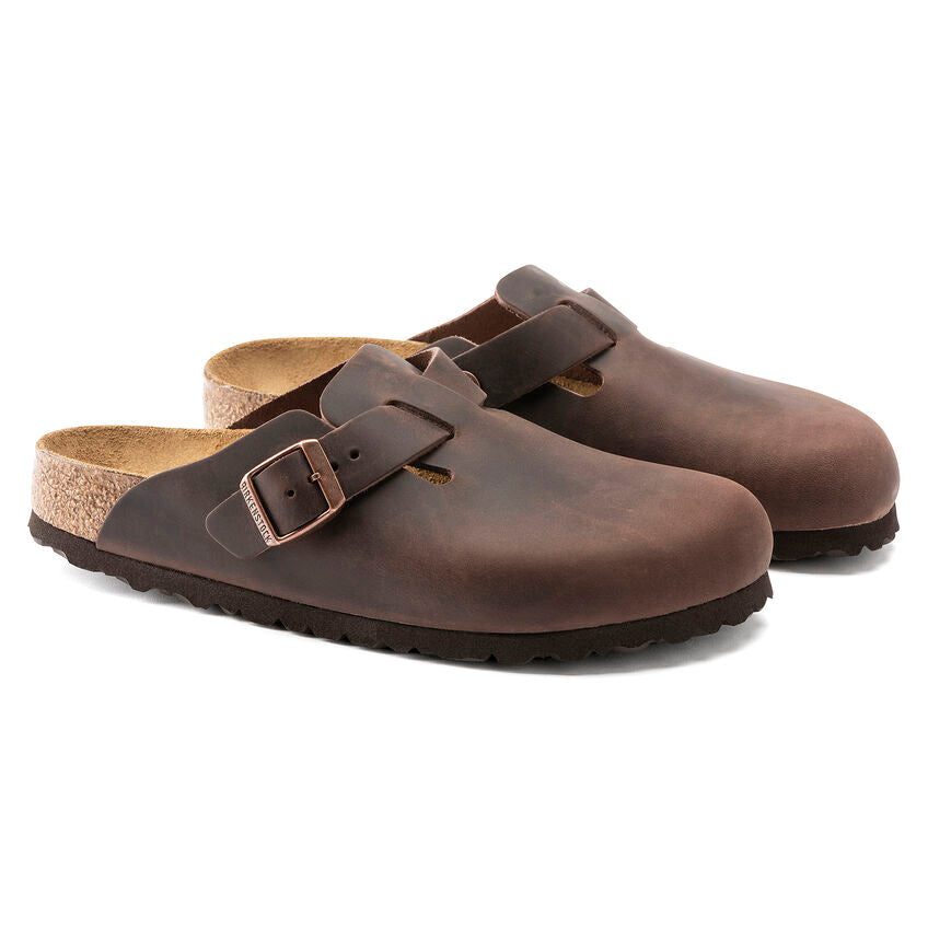 Birkenstock Unisex Boston Casual Clogs Oiled Leather Habana Brown