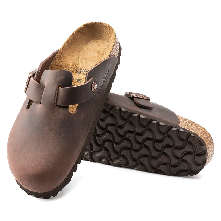 Birkenstock Unisex Boston Casual Clogs Oiled Leather Habana Brown