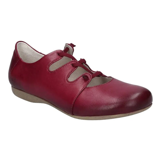 Josef Seibel Women's Fiona 04 Slip-On Leather Lace Up Shoes Berry Red