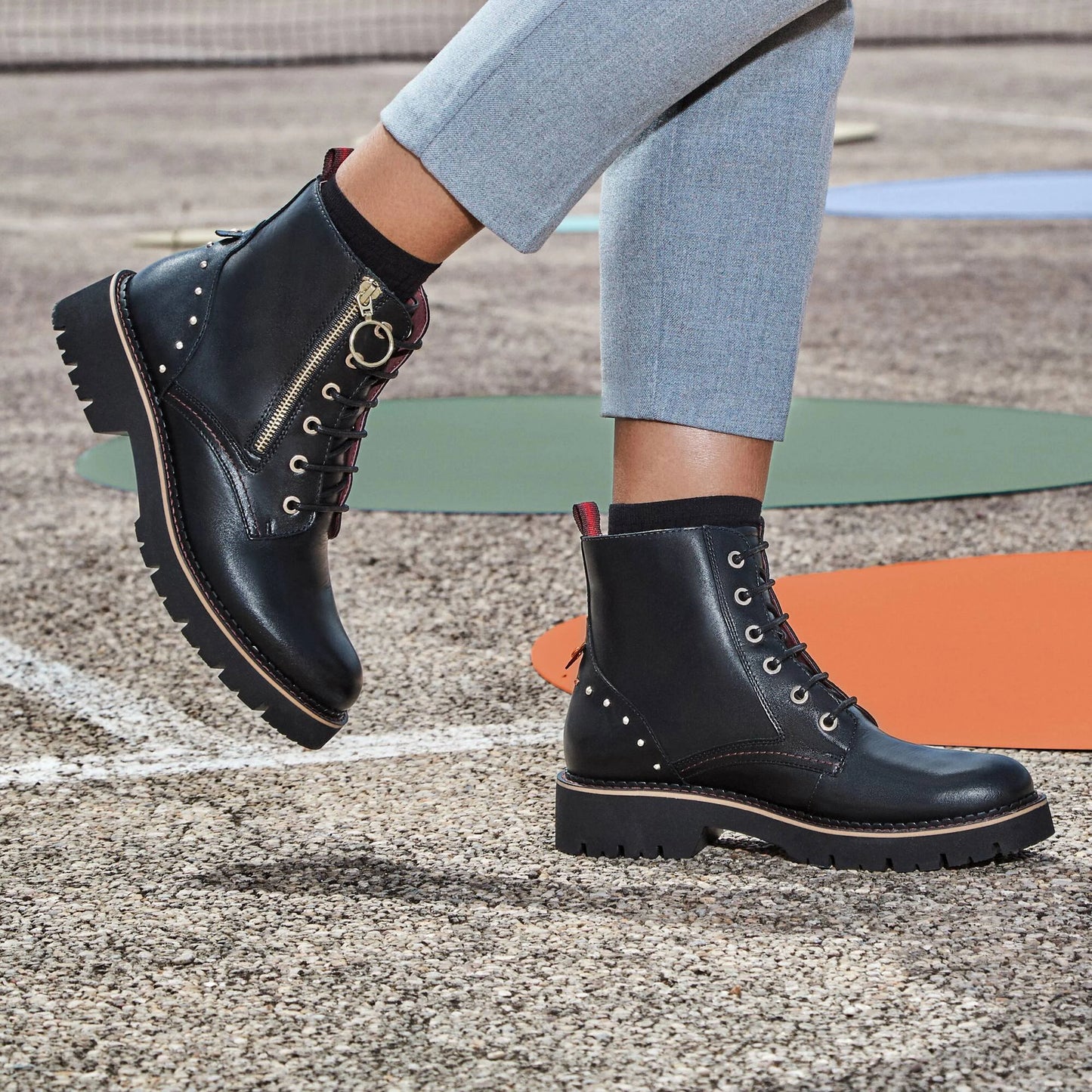 Pikolinos Women's Vicar W6S-8619 Leather Lace-up Biker Ankle Boots Black