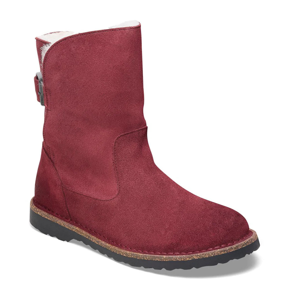 Birkenstock Women's Uppsala Shearling Suede Leather Boots Zinfandel Red