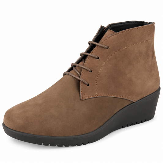 Easy B Women's Typhoon Wide Fitting Ankle Boots Mouse Brown