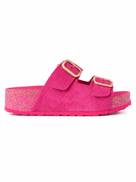 Yokono Women's Lanka 003 Leather Platform Sandals in Fuchsia Pink