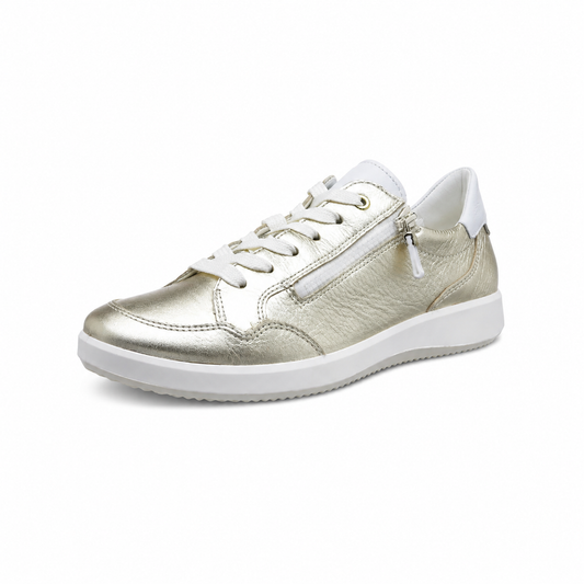 Ara Women's 1223901 Roma Leather Sneakers Metallic Platinum White