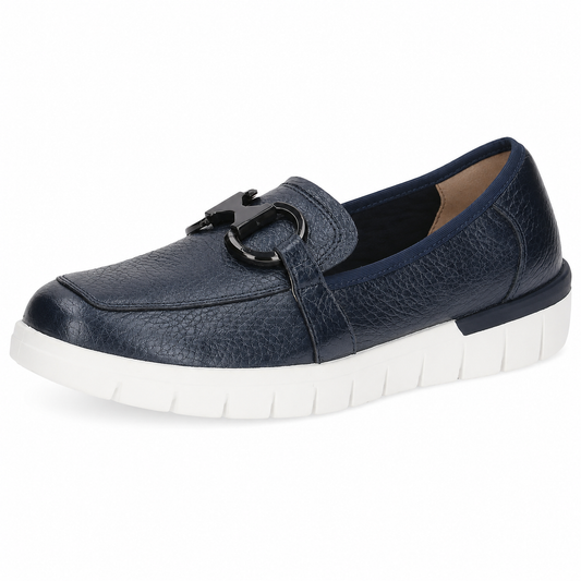 Caprice Women's 9-24700-42 877 Leather Slip-On Loafers Shoes Ocean Deer Blue