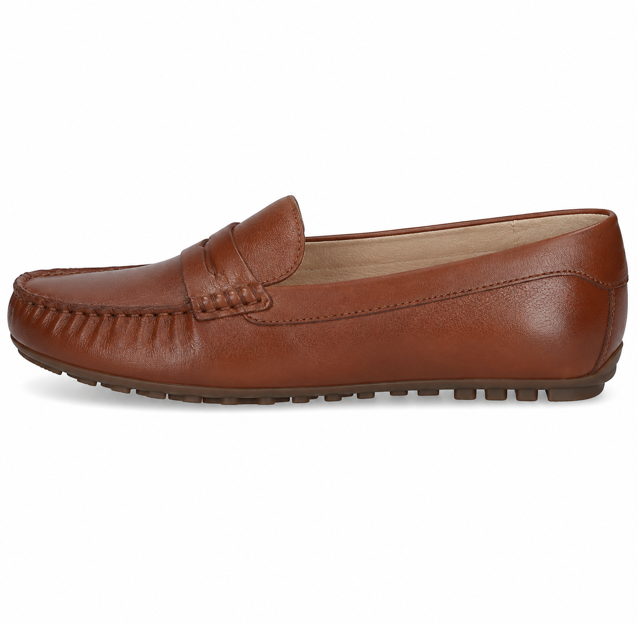Caprice Women's 9-24651-42 Leather Slip-On Loafers Shoes Cognac Nappa Brown