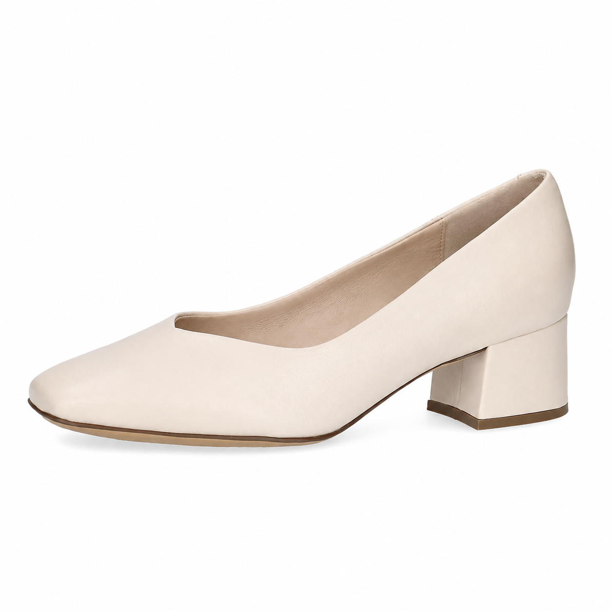 Caprice Women's 9-22315-42 Leather Pump Heel Shoes Cream Perlato