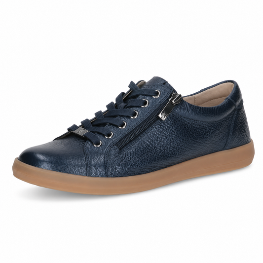 Caprice Women's 9-23757-46 Leather Lace-Up Sneaker Shoes Ocean Blue