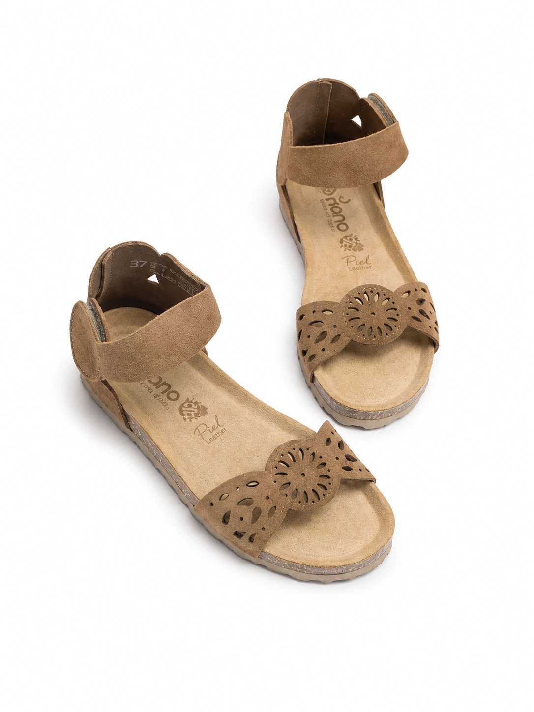 Yokono Women's Villa 086 Leather Flat Sandals Tabaco Brown