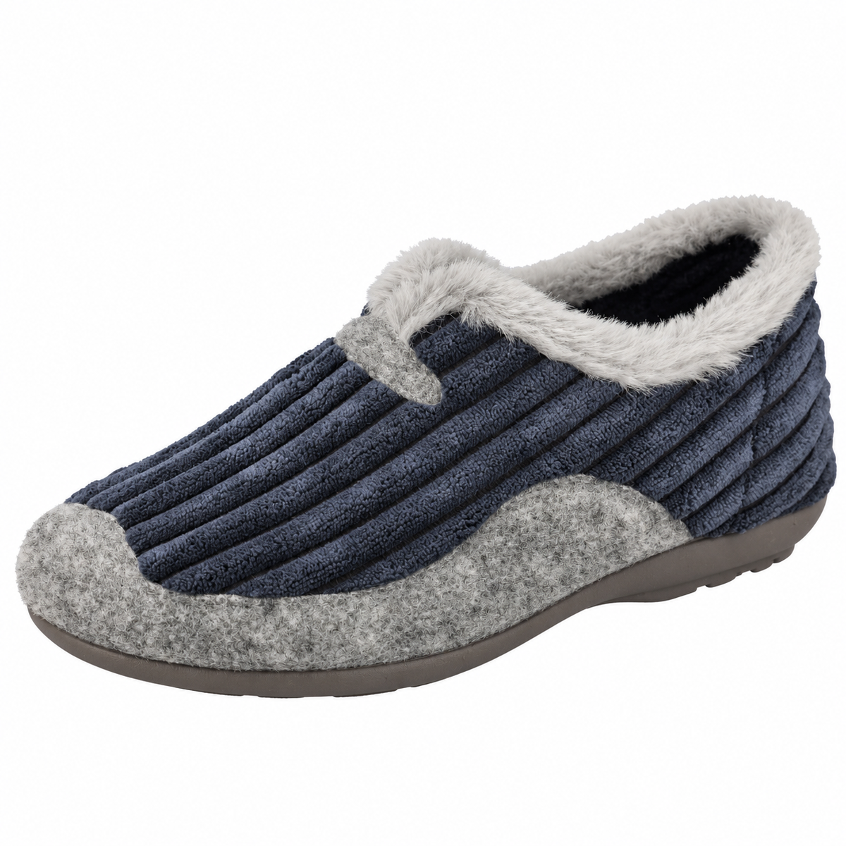 Navy_Ribbed_Slipper_with_Faux-Fur_Trim