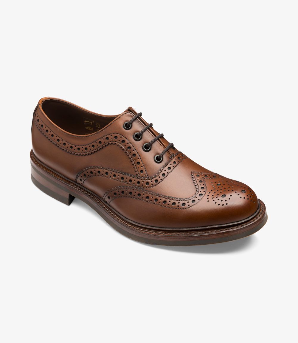 Loake Men's Edward Leather Brogue Shoes Mahogany Brown