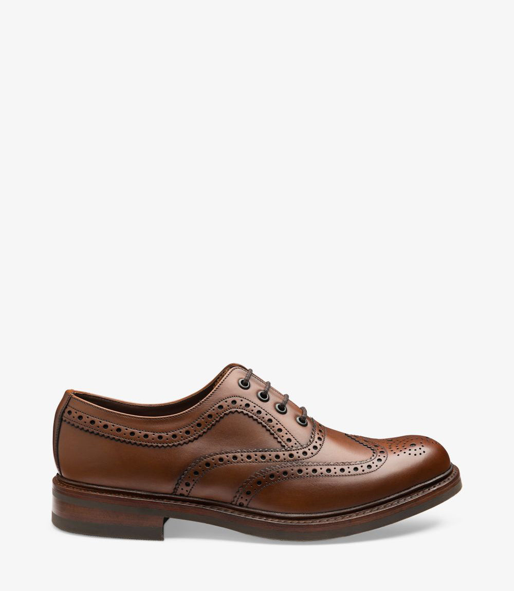 Loake Men's Edward Leather Brogue Shoes Mahogany Brown