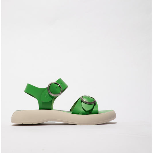 Fly London Women's BUNK604FLY Leather Buckle Sandals Green