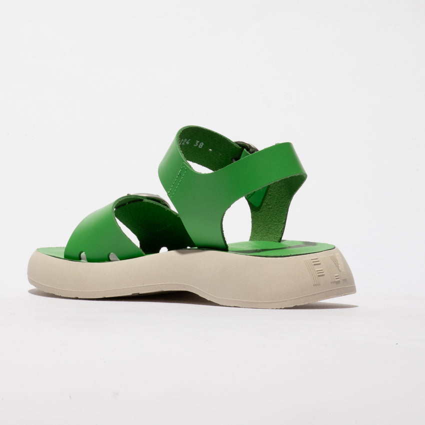 Fly London Women's BUNK604FLY Leather Buckle Sandals Green