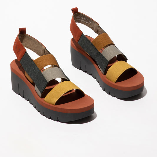 Fly London Women's YERE847FLY Strappy Sandals Brick / Multi