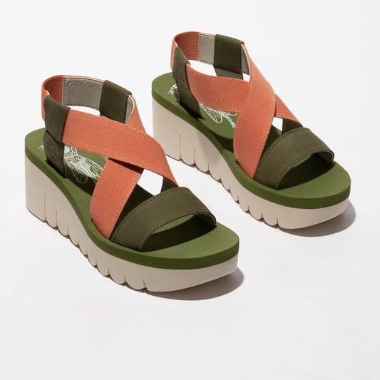 Fly London Women's YABI922FLY Sling-Back Sandals Army Green