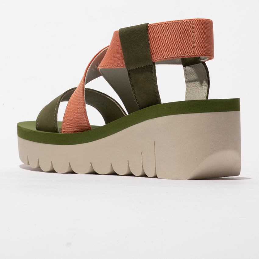 Fly London Women's YABI922FLY Sling-Back Sandals Army Green
