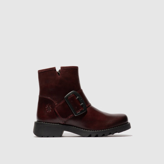 Fly London Women's RILY991FLY Ankle Boot with Buckle - Wine