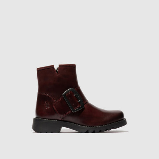 Fly London Women's RILY991FLY Ankle Boot with Buckle - Wine