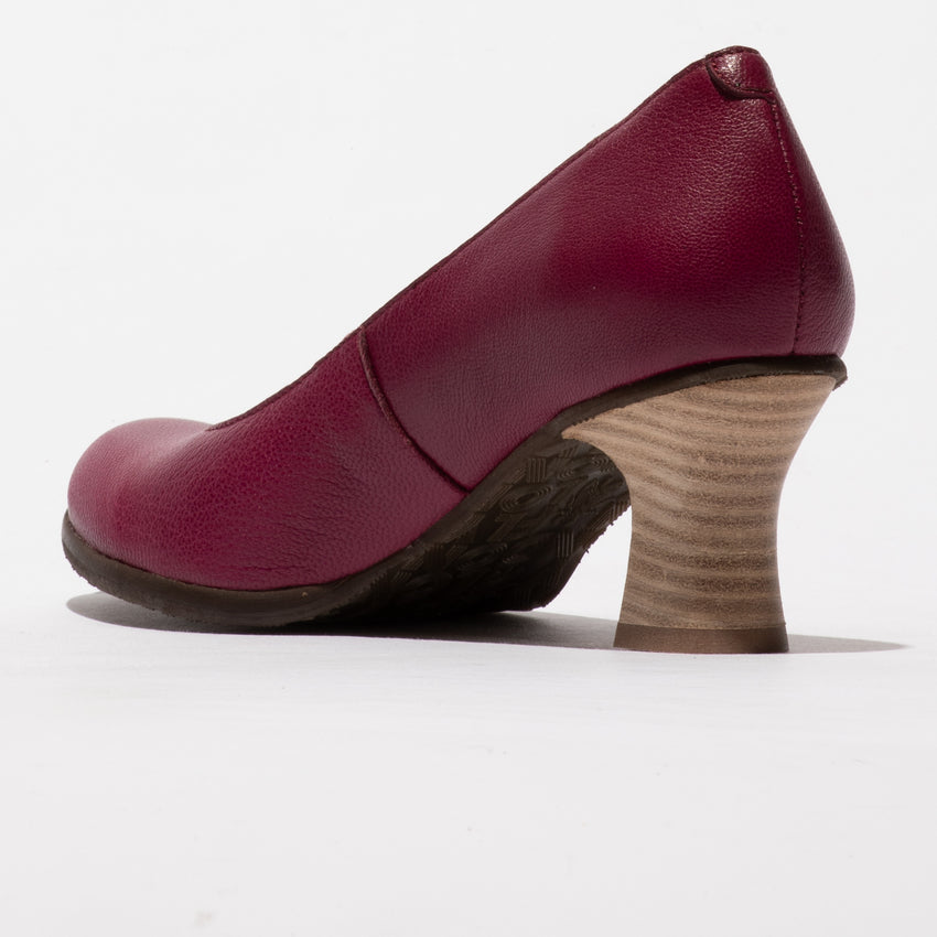 Fly London Women's BAZE086FLY Leather Heel Shoes Berry Red