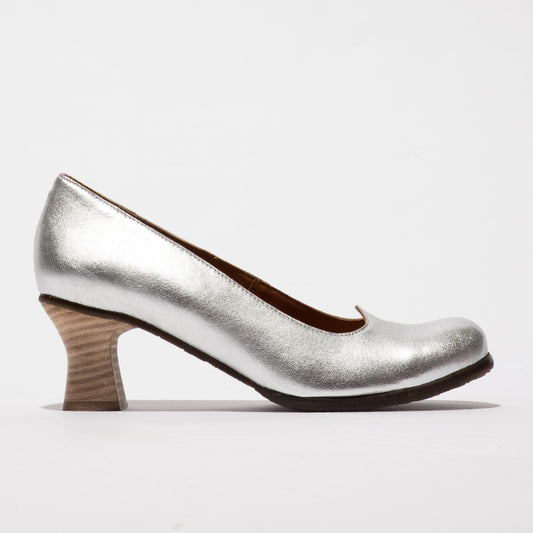 Fly London Women's BAZE086FLY Leather Heel Shoes Silver