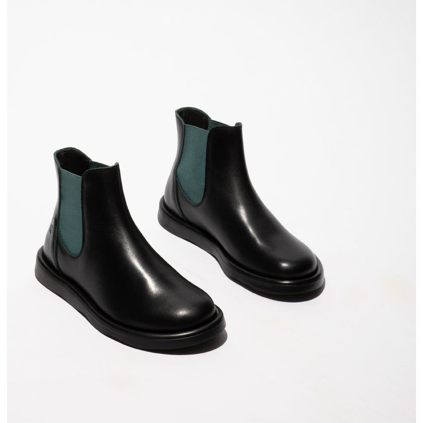 Fly London Women's TICH099FLY Leather Chelsea Ankle Boots Ground / Green