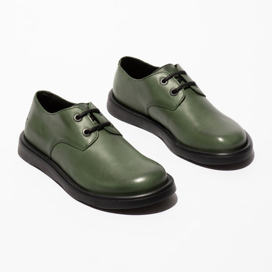 Fly London Women's TENI120FLY Leather Lace-Up Shoes Green