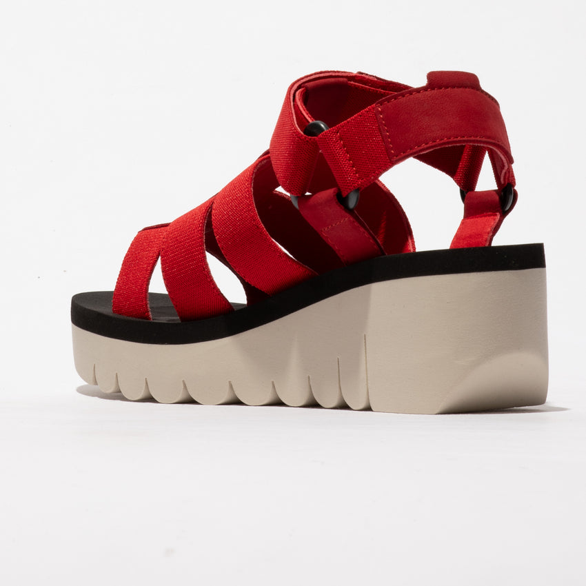 Fly London Women's YOJI198FLY Strap Sandals Lipstick Red