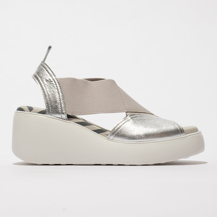 Fly London Women's DAIF216FLY Leather Elasticated Sandals Silver