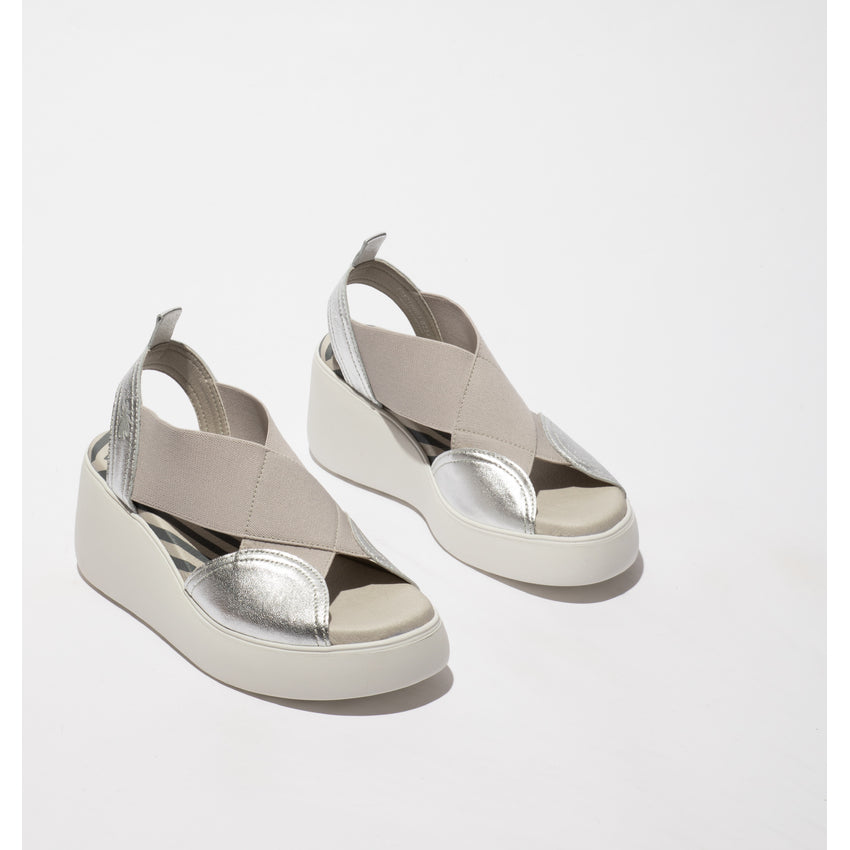 Fly London Women's DAIF216FLY Leather Elasticated Sandals Silver