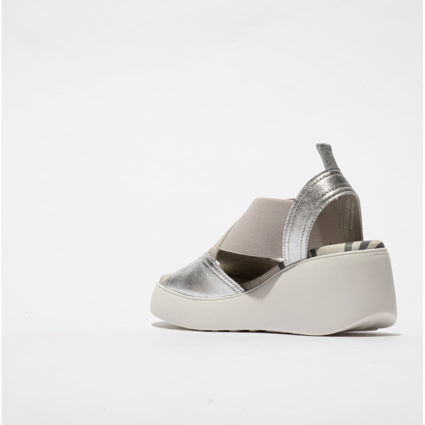 Fly London Women's DAIF216FLY Leather Elasticated Sandals Silver