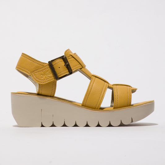 Fly London Women's YUDD236FLY Leather Sling-Back Sandals Bumblebee Yellow