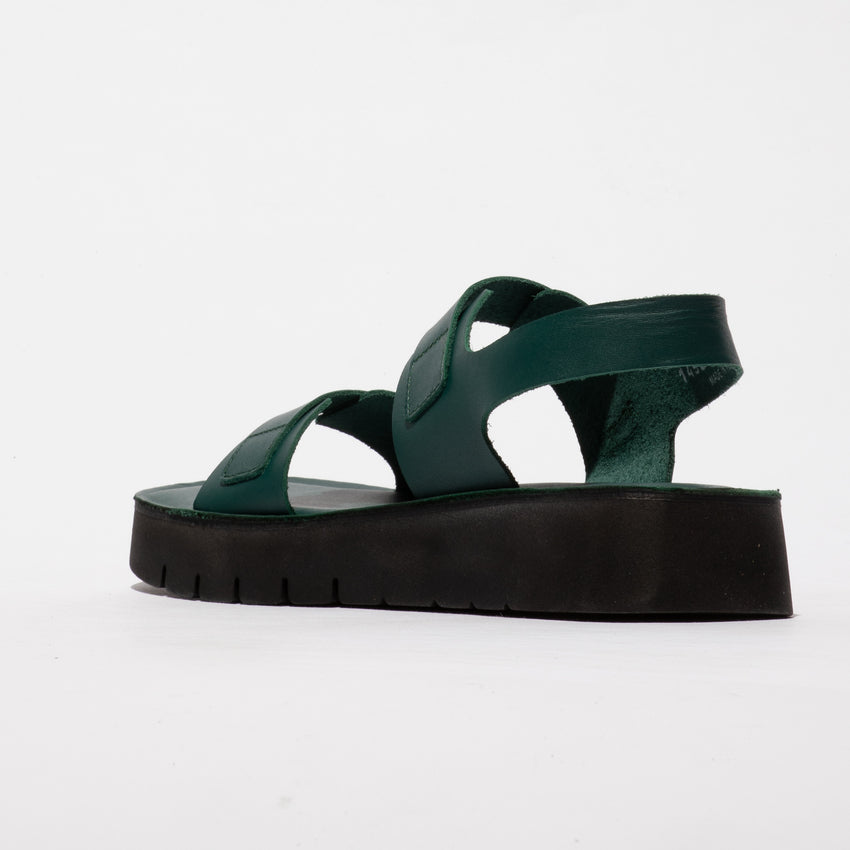 Fly London Women's SOLB260FLY Leather Buckle Sandals Dark Moss Green