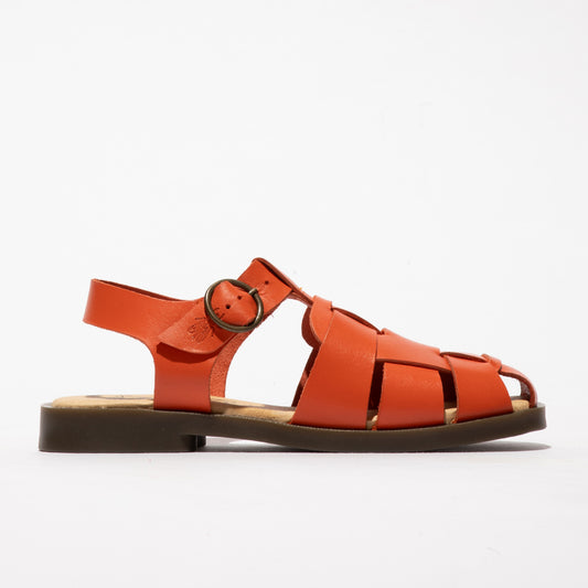 Fly London Women's ARED437FLY Leather Buckle Sandals Scarlet Red