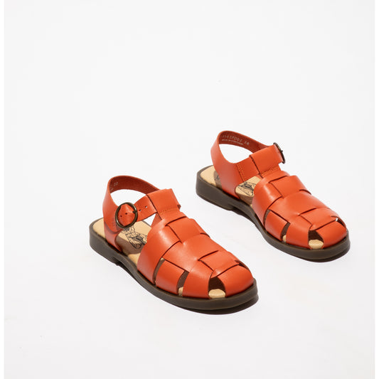 Fly London Women's ARED437FLY Leather Buckle Sandals Scarlet Red